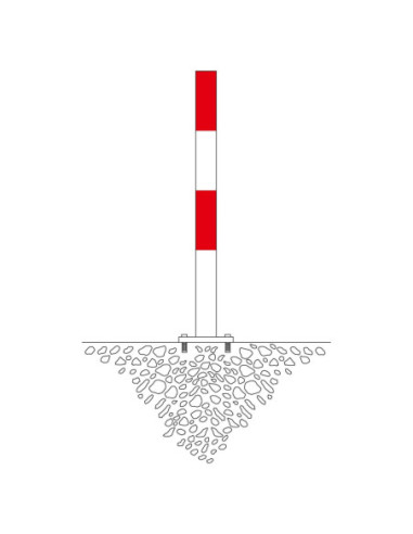 Vaste afzetpaal Ø76 mm op voetplaat, gecoat, rood wit kopen?
