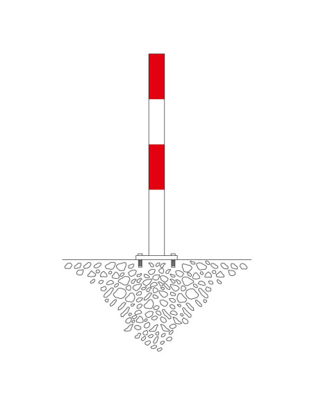 Vaste afzetpaal Ø76 mm op voetplaat, gecoat, rood wit kopen?