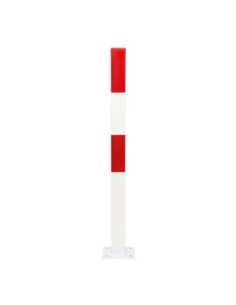 Vaste afzetpaal 70 x 70 mm op voetplaat, verzinkt en gelakt, rood wit kopen?