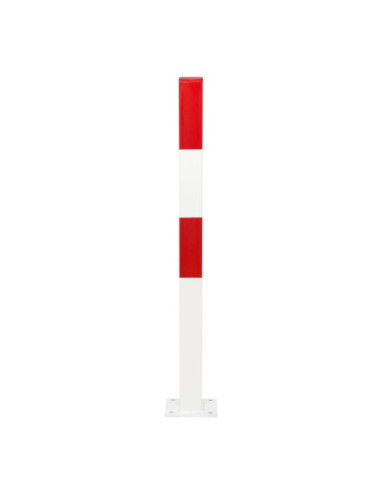Vaste afzetpaal 70 x 70 mm op voetplaat, verzinkt en gelakt, rood wit kopen?