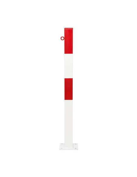 Vaste afzetpaal 70 x 70 mm op voetplaat, verzinkt en gelakt, rood wit kopen?
