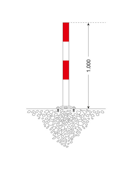 Uitneembare afzetpaal PARAT B, 70 x 70 mm, met voetplaat, rood wit kopen?