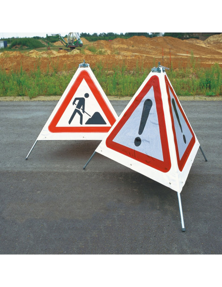 Opvouwbaar waarschuwingsbord TRIO driepoot, WERKEN, fluorescerend kopen?