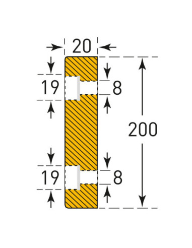 Stootrand MORION vlak, 500 x 200 x 20 mm, schroefbaar, geel zwart kopen?