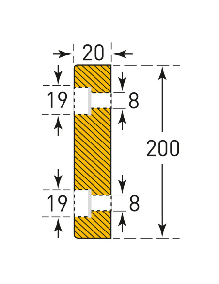 Stootrand MORION vlak, 500 x 200 x 20 mm, schroefbaar, geel zwart kopen?