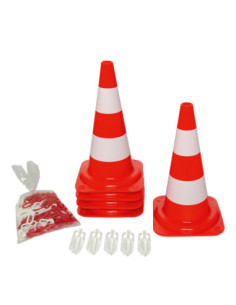PVC kegelset met ketting, rood wit, niet-reflecterend kopen?
