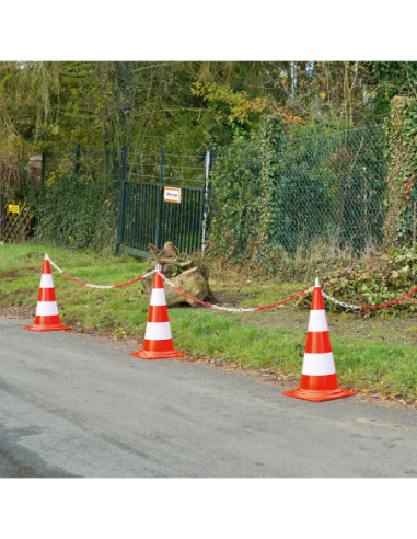 PVC kegelset met ketting, rood wit, niet-reflecterend kopen?