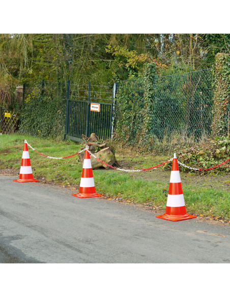 PVC kegelset met ketting, rood wit, niet-reflecterend kopen?