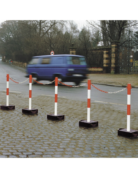 Zware kettingpaal EXTERN met stalen voetstuk, Ø60 mm, 1000 mm, rood wit kopen?