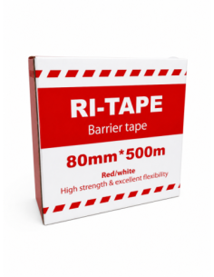 Afzetlint rood/wit 80 mm x 500 m in dispenserdoos kopen? Bestel nu!