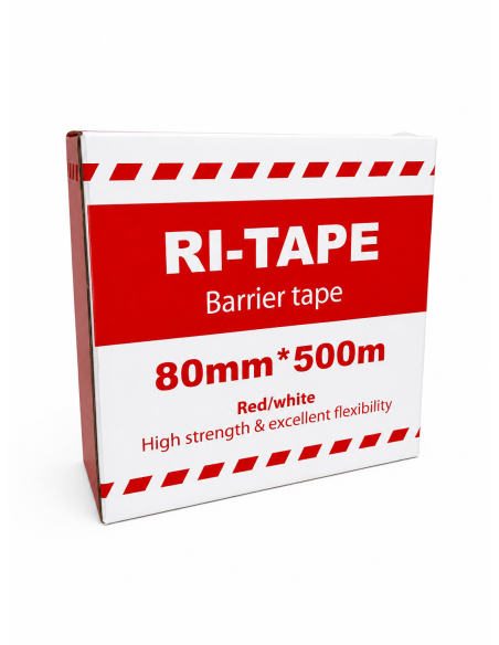 Afzetlint rood/wit 80 mm x 500 m in dispenserdoos kopen? Bestel nu!
