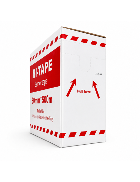 Afzetlint rood/wit 80 mm x 500 m in dispenserdoos kopen? Bestel nu!