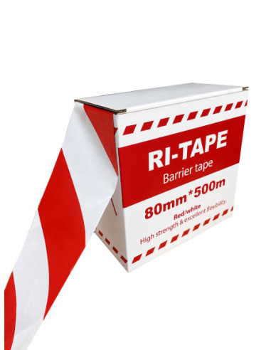 Afzetlint rood/wit 80 mm x 500 m in dispenserdoos kopen? Bestel nu!