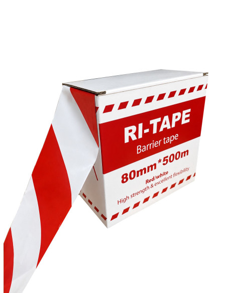 Afzetlint rood/wit 80 mm x 500 m in dispenserdoos kopen? Bestel nu!