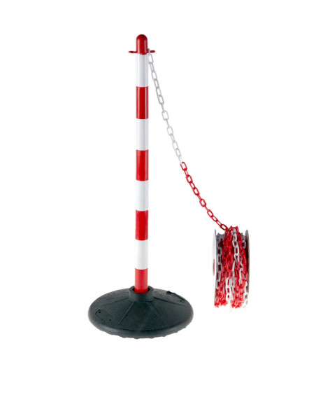 Kunststof kettingpaal met massieve voet rood/wit kopen? Bestel nu!