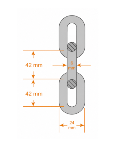 RVS afzetketting DIN 763, 6 x 42 mm, RVS 304, per 10 meter kopen? Bestel nu!