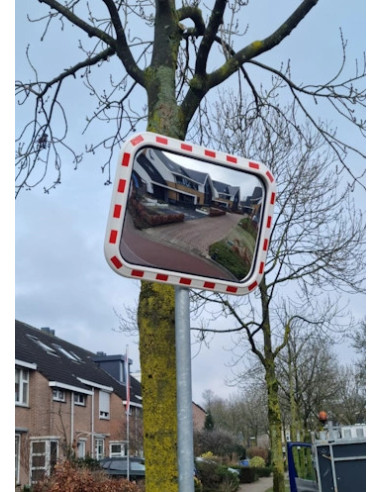 Verkeersspiegel rechthoek wit/rood 100 x 80 cm kopen? Bestel nu!