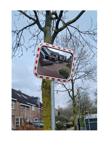 Verkeersspiegel rechthoek wit/rood 100 x 80 cm kopen? Bestel nu!
