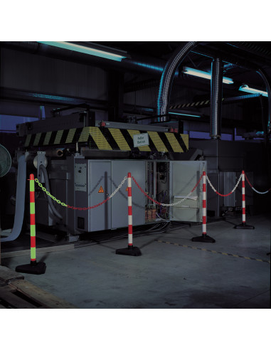 Lichtgevende afzetketting, rood wit, kunststof