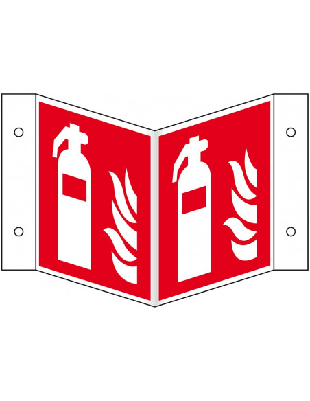 Panorama brandblusser bord, kunststof, F001, rood wit, pictogram brandblusser, vierkant