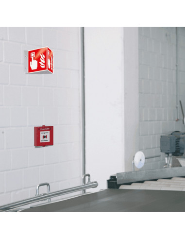 Panorama brandmelder bord, kunststof, F005, rood wit, pictogram brandmelder, panorama, ISO 7010