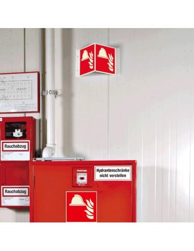 Panorama materiaalopslag brandbestrijding bord, 200 x 200 mm, kunststof, F004, rood wit, pictogram