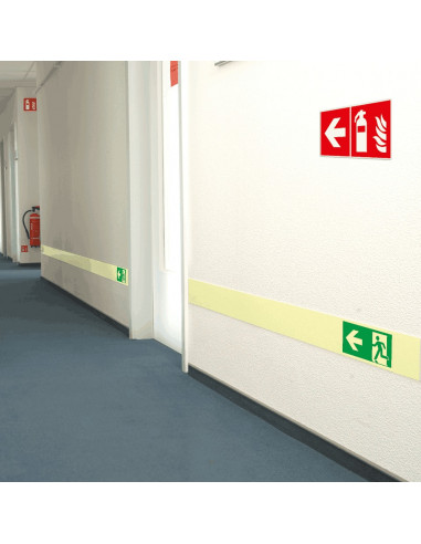 Brand richtingspijl sticker, ISO 7010, A090R, rood wit, symbool pijl, vierkant