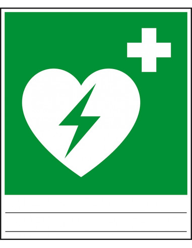 Beschrijfbare AED sticker, 150 x 180 mm, E010