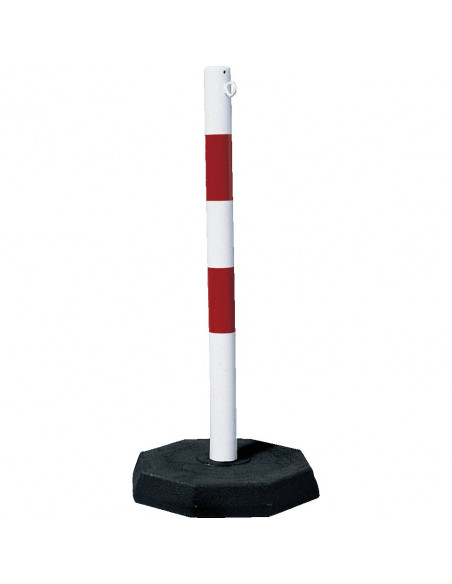 Stalen mobiele afzetpaal, rood wit