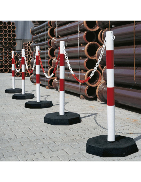 Stalen mobiele afzetpaal, rood wit