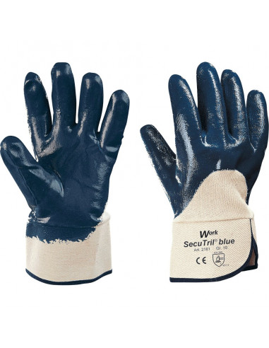 Nitril handschoen ESV WORK SecuTril Blue manchet, blauw wit