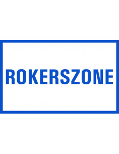 Rokerszone tekststicker, Nederlandse tekst, blauw wit, rechthoek