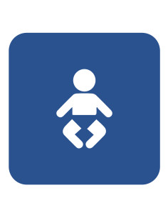 WC deur sticker baby verschoonplaats, blauw wit