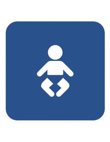 WC deur sticker baby verschoonplaats, blauw wit