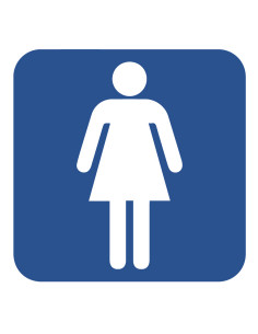 WC deur sticker toilet dames, blauw wit