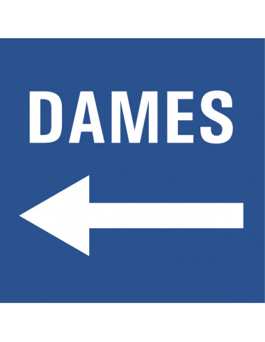WC deur sticker dames links, blauw wit