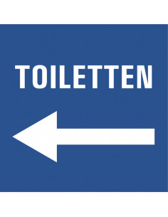 WC deur sticker toiletten links, blauw wit