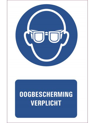 Oogbescherming verplicht tekststicker