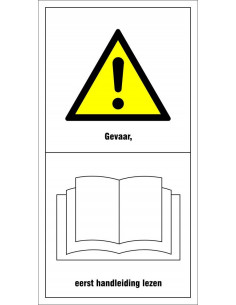 Machinemarkering gevaar, eerst handleiding lezen, geel zwart