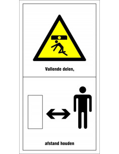 Machinemarkering vallende delen en afstand houden, geel zwart