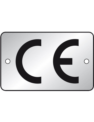CE-label, rechthoekig, geanodiseerd aluminium, 100 stuks, plaatse C E