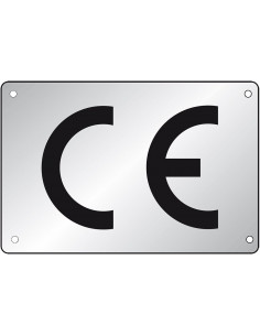 CE-label, rechthoekig, geanodiseerd aluminium, 100 stuks, plaatse C E