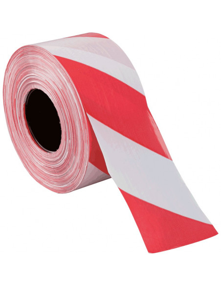 Afzetlint met schuine strepen, rood wit, 500 meter