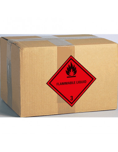 ADR klasse 3 sticker met tekst, zelfklevend papier, 1000 op rol, rood zwart