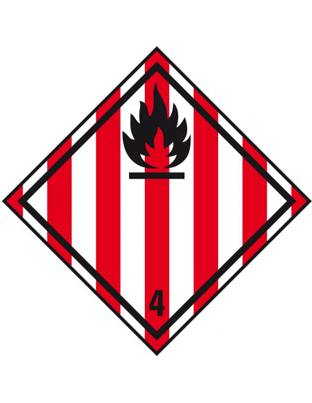 ADR klasse 4.1 sticker, zelfklevend papier, 1000 op rol, vierkant, rood wit