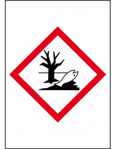 GHS09 milieugevaarlijke stoffen leidingmarkering op rol, rechthoek, wit vlak rode ruit met pictogram
