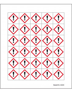 Minisymbool GHS07 irriterende stoffen, sticker, uitroepteken, rood wit, ruit