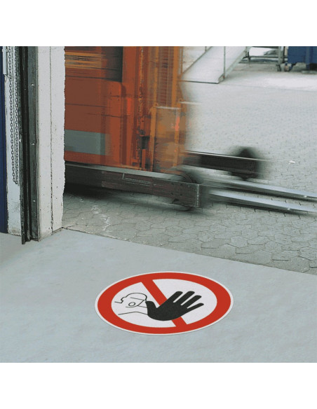 Vloersticker verboden toegang voor onbevoegden, sterke zelfklevende folie, rood wit, rond