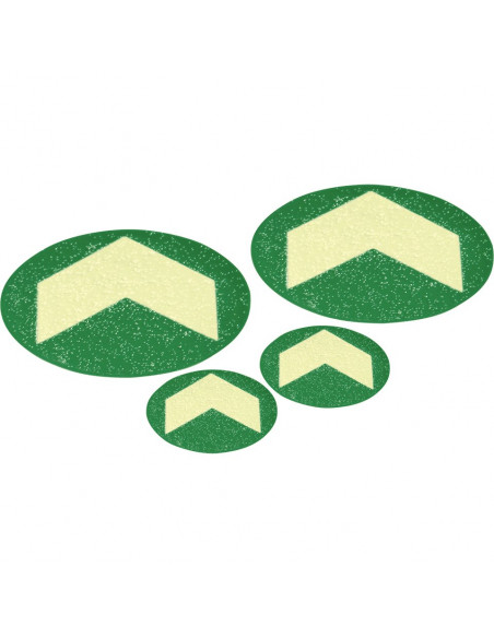 Lichtgevende vloermarkeringsstippen met pijl, 10 stuks, rond, groen