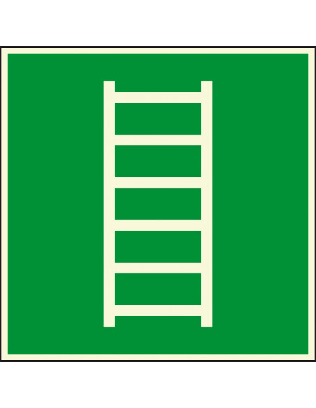 Lichtgevend vluchtladder bord, kunststof, 200 x 200 mm, E059